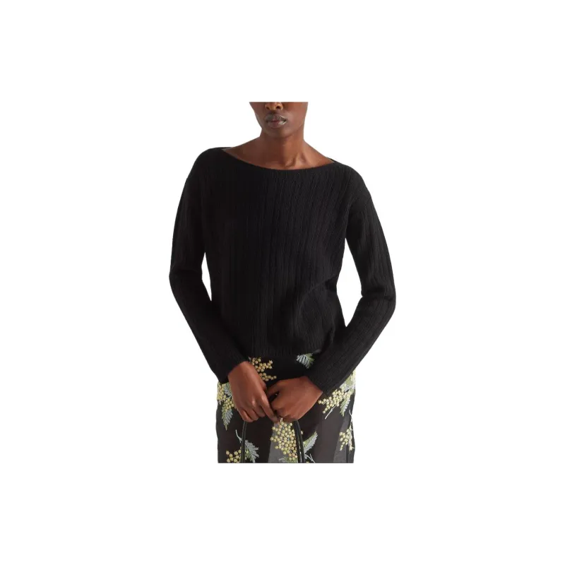 PRADA Wool And Cashmere Boat-neck Sweater Sweater Women's Black-2