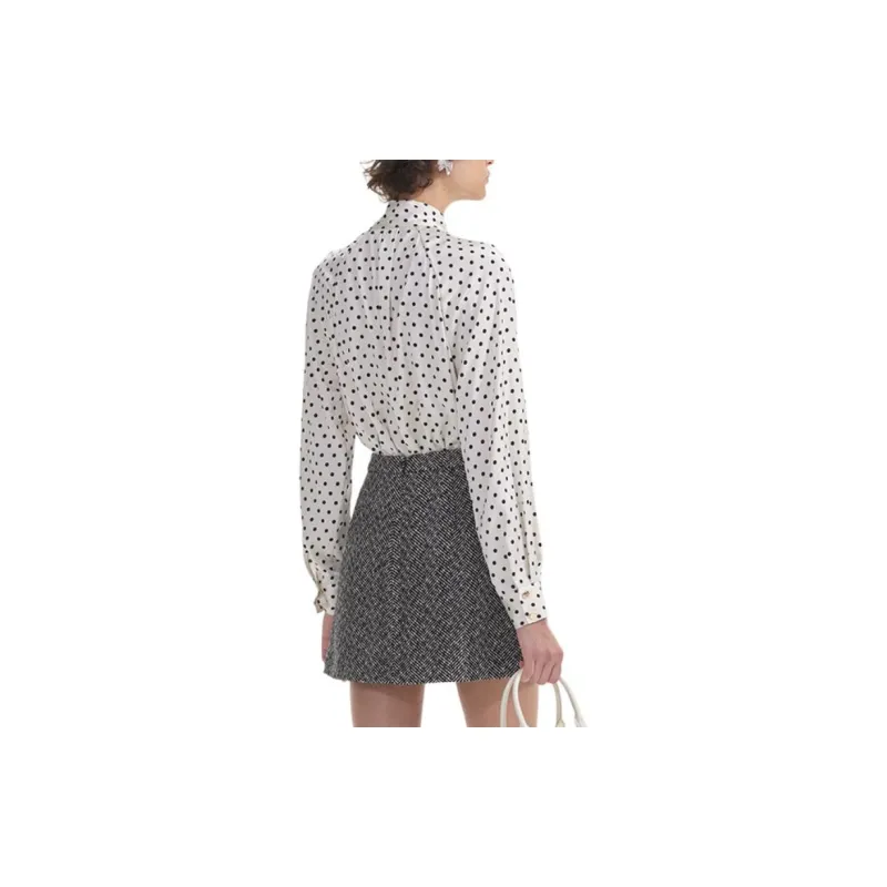Self portrait Shirt Women's White Dot Matrix-2