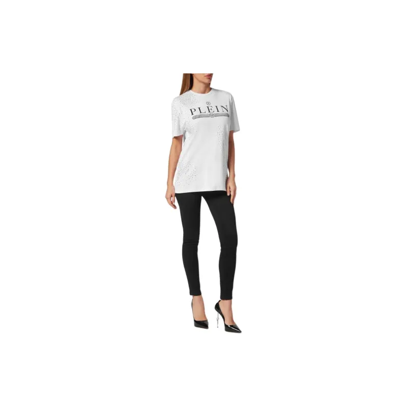 PHILIPP PLEIN Crystal embellished Cotton T shirt-1