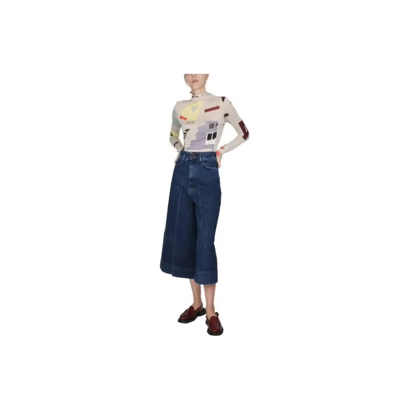 Alysi Wide Leg Cropped Jeans-3