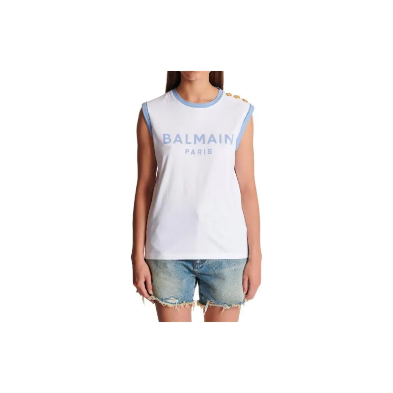 BALMAIN 3 Button Logo print Cotton Top-2