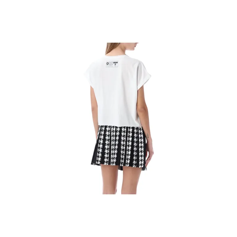 BALMAIN Cropped T Shirt With Graffiti Print 'White'-4