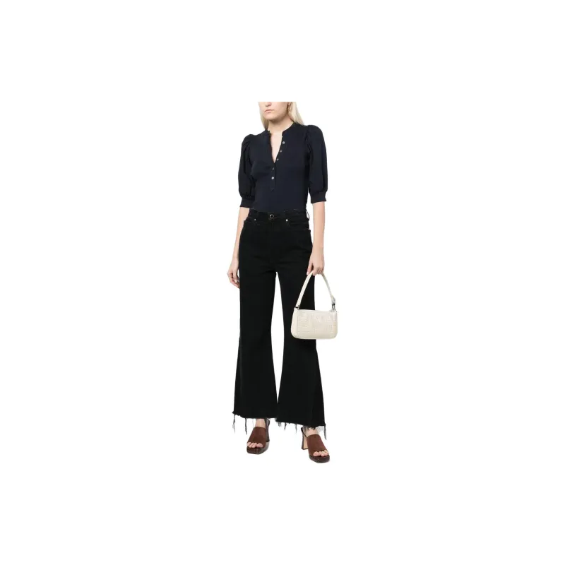 Veronica Beard Button up Puff Sleeves Top-1