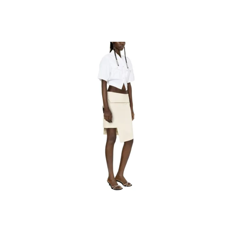 OFF WHITE Asymmetric Wool Mini Skirt-1