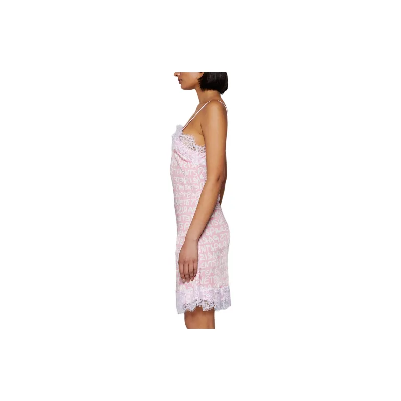 Vetements Night Gown Mini Dress 'Baby Pink/White Graffiti'-1
