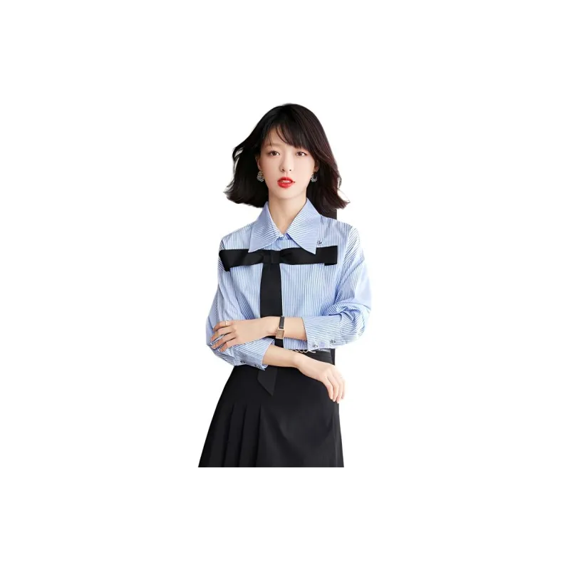 La Chapelle Shirt Women's Blue Stripes-4