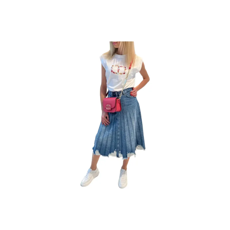 TWINSET MILANO Denim Long Skirts Women's Blue-2