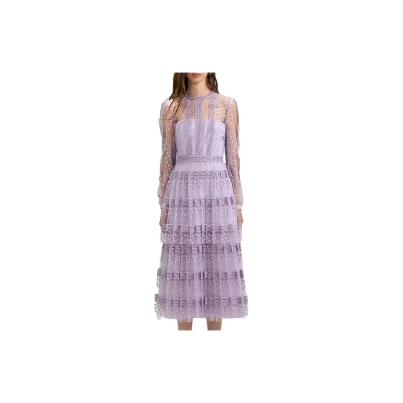 Self portrait Long Sleeved Dress Women's Lilac-2