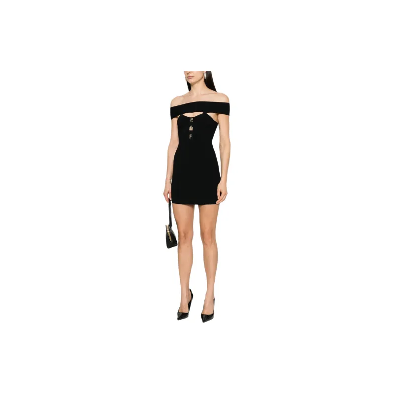 Elisabetta Franchi Logo Lettering Ribbed Mini Dress-1