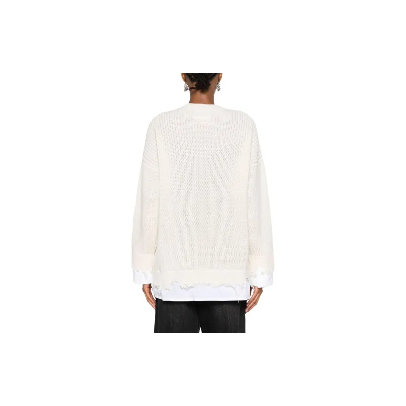 MM6 Maison Margiela Distressed-finish Shirt-underlayer Sweatshirt-3