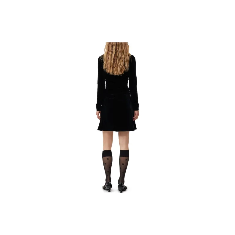 GANNI U Neck Velvet Jersey Mini Dress-2