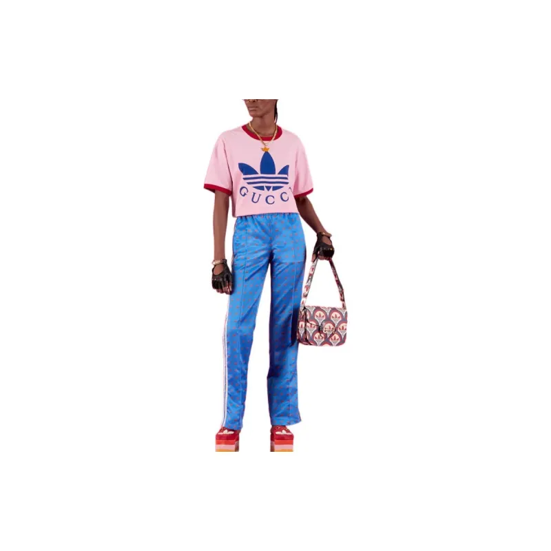 GUCCI X Adidas Cotton Jersey T Shirt Pink/Red-2