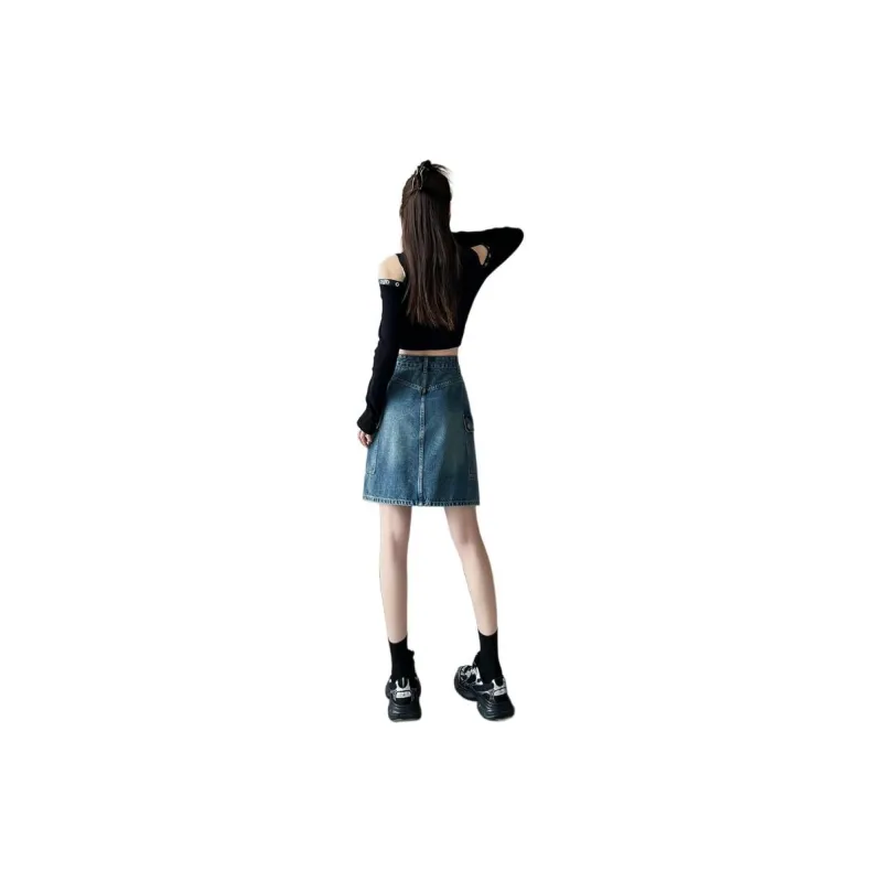 SITOL Denim Short Skirts Women's Blue-2