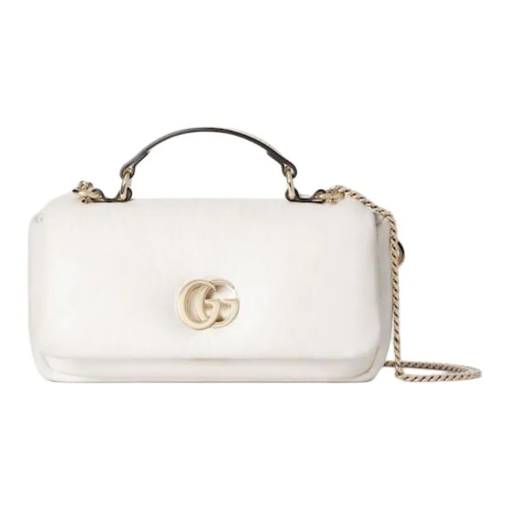 GUCCI Leather Shoulder Bag, Crossbody Bag, Handbag Mini Women's White-0