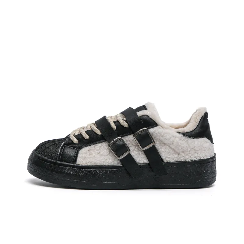 TUOPIN Anti-Slip Wear-Resistant Low-Top Skateboard Shoes Women's Blue Brown-4