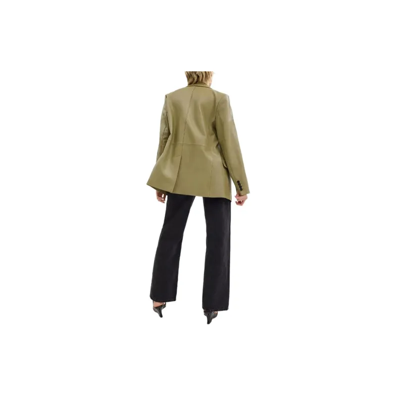 COACH SS24 Leather Jacket Women's Green-1
