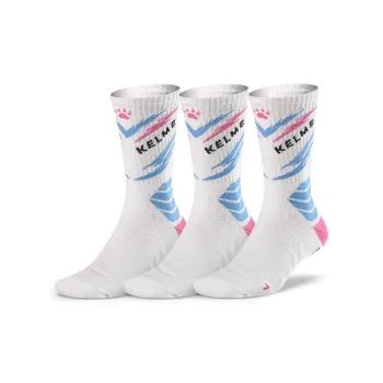 KELME Basketball Socks Unisex 3 Pack Black, White Blue, White Gray, White Green