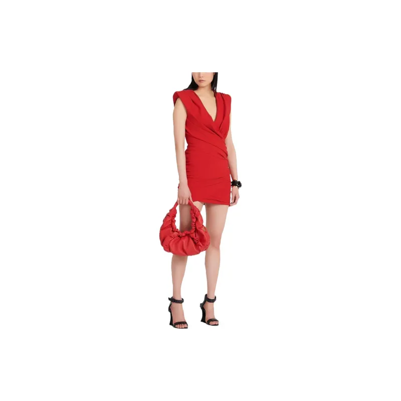 BALMAIN Sleeveless Dresses Women's Red-1