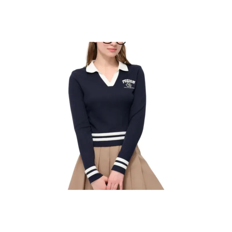 FILA FUSION Polo Shirt Women's Dark Abyss Blue-2