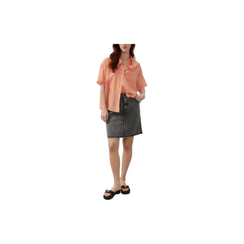 AMERICAN VINTAGE A.M FW24 JUPE FEMME YOPDAY Denim Short Skirts Women's Pepper Ash-3