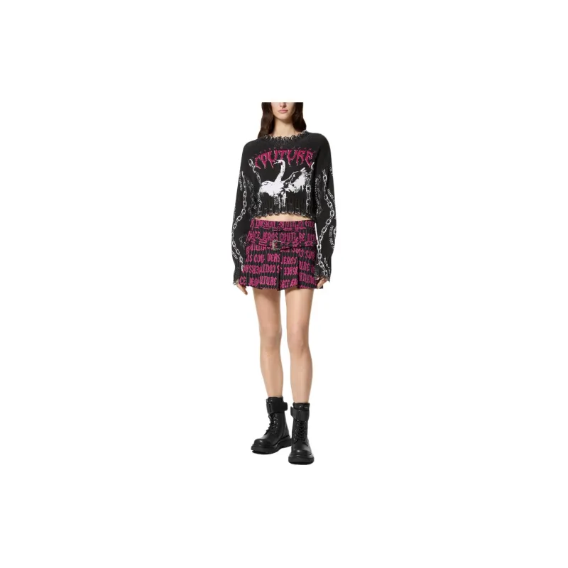 VERSACE JEANS COUTURE Embroidered logo Pleated Mini Skirt-1