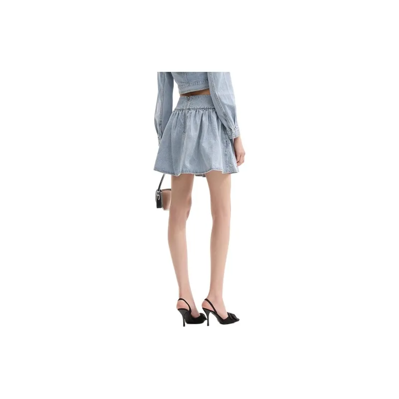 Self portrait Denim Short Skirts Women's Light Denim Blue-2