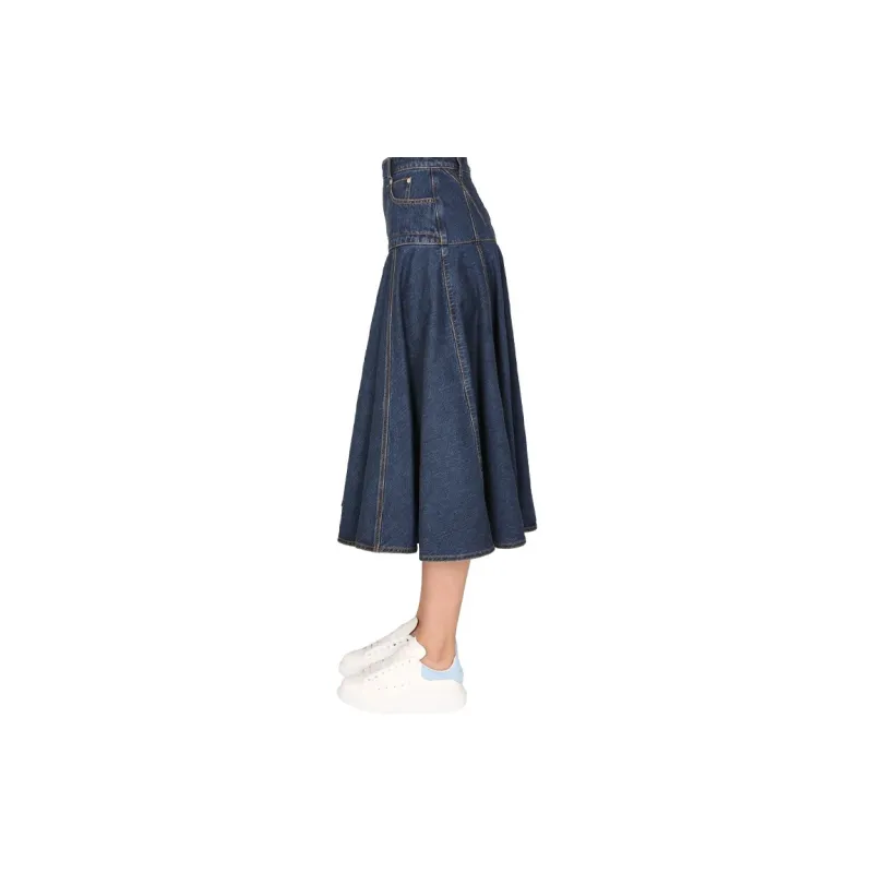 Alexander McQueen FW21 Denim Short Skirts Women's Blue-3