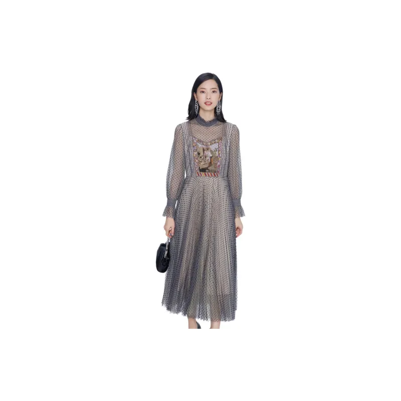 BBLLUUEE Long Sleeved Dress Women's Mist Gray-3