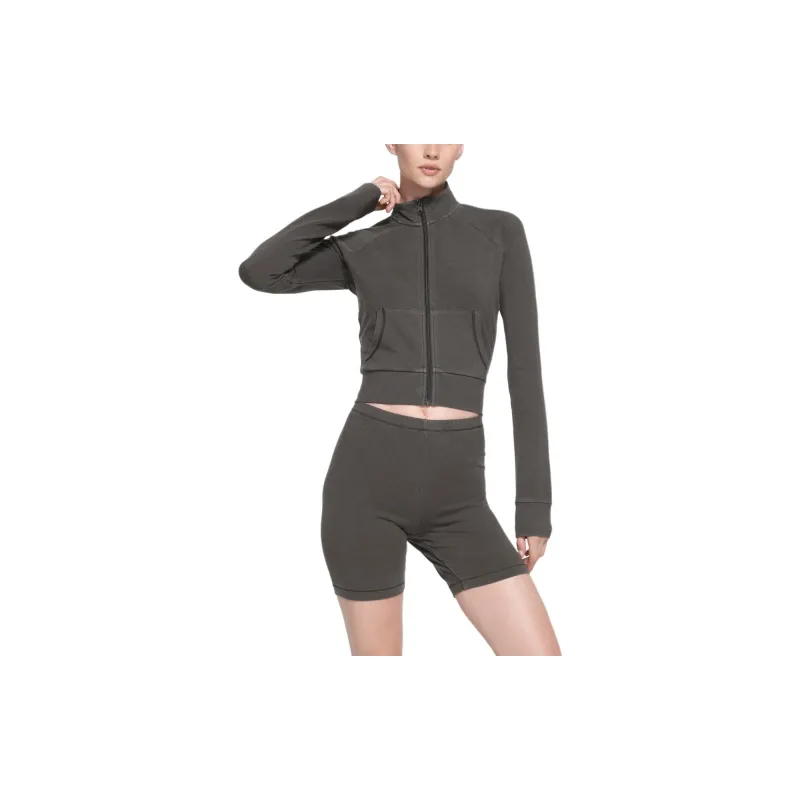 SKIMS SS24 Summer Collection OUTDOOR TRACK JACKET Jackets & Coats Women's WASHED ONYX/Washable Agate-1