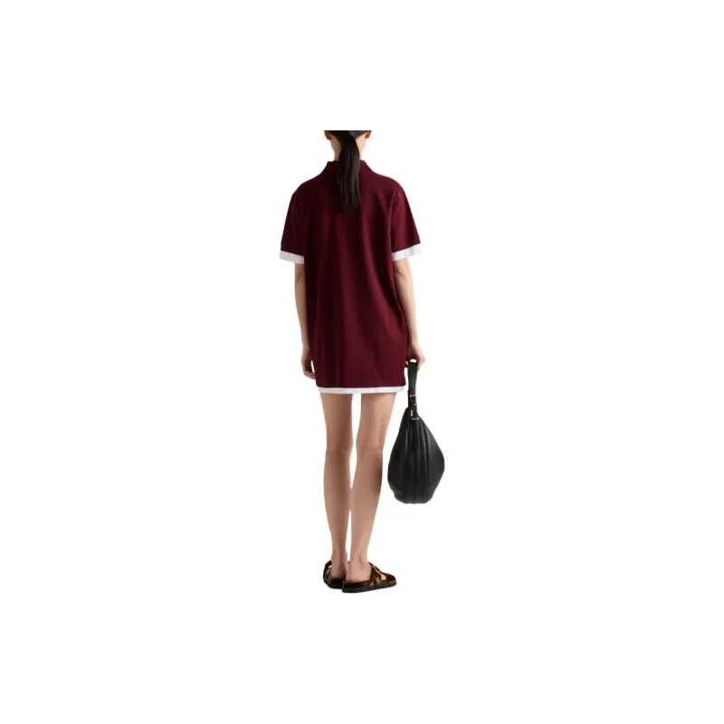 PRADA SS24 Short Sleeved Dresses Women's Garnet Red-2