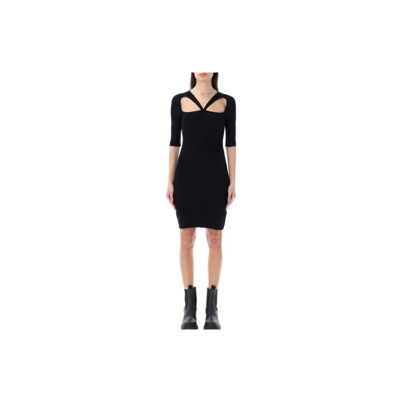 GANNI Short Sleeved Dresses Women's Black-1