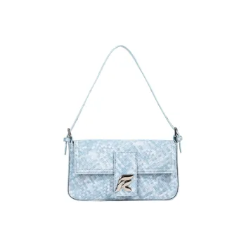 NOMK PU Handbag Shoulder Bag Baguette Bag Women's Light Blue/Black/Blue