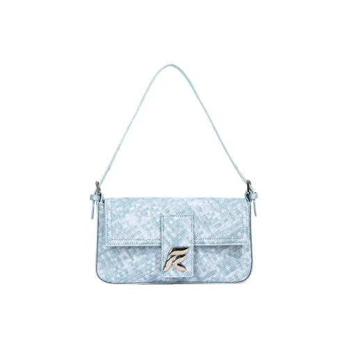 NOMK PU Handbag Shoulder Bag Baguette Bag Women's Light Blue/Black/Blue