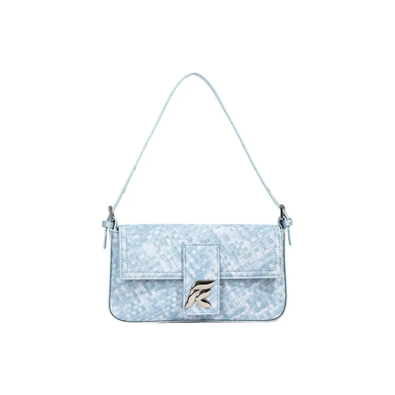 NOMK PU Handbag, Shoulder Bag, Shoulder Bag, Baguette Bag Women's Light Blue/Black/Blue-0