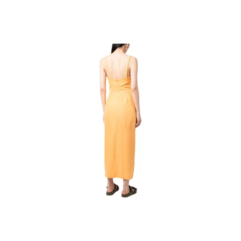 NANUSHKA Draped Linen Midi Dress-3
