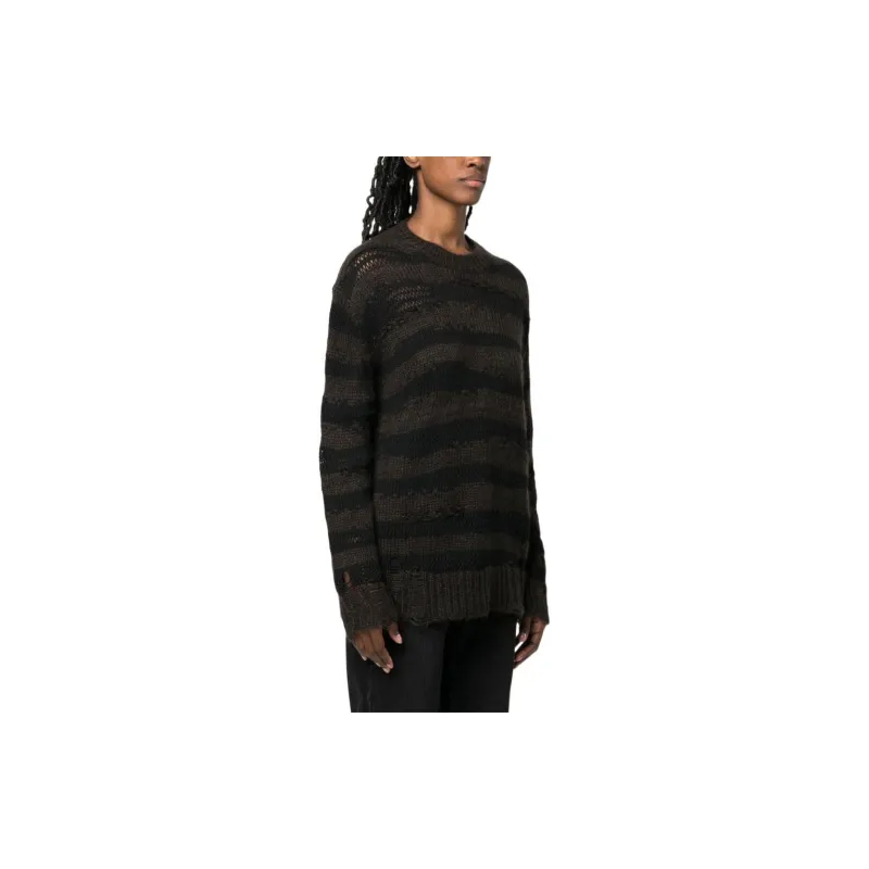 Acne Studios Distressed Stripe Jumper Charcoal Grey-5