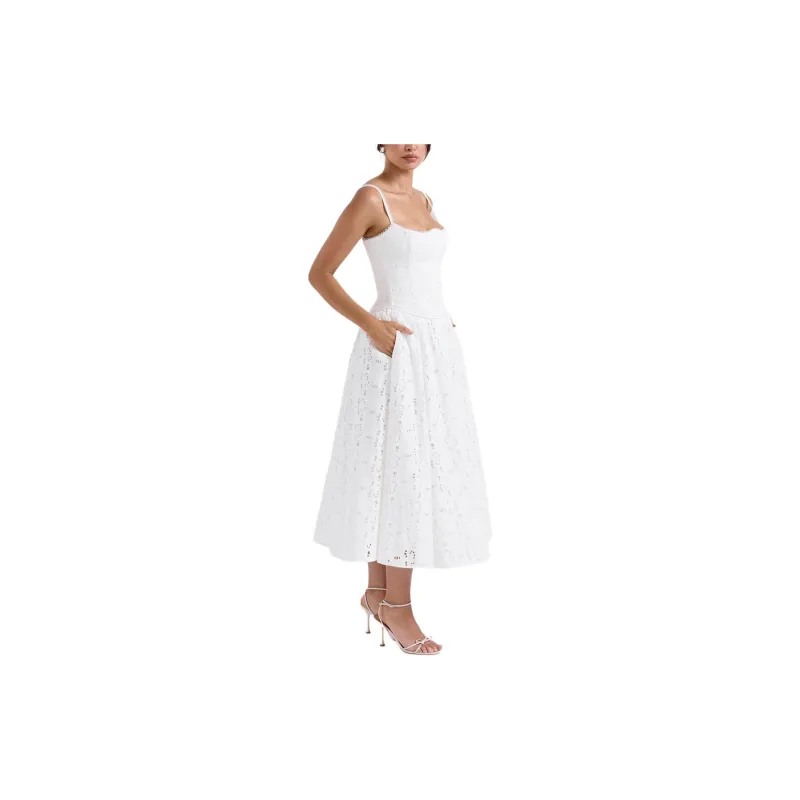 HOUSE OF CB FRANCINE Casual Long Skirt Women's White/White-5