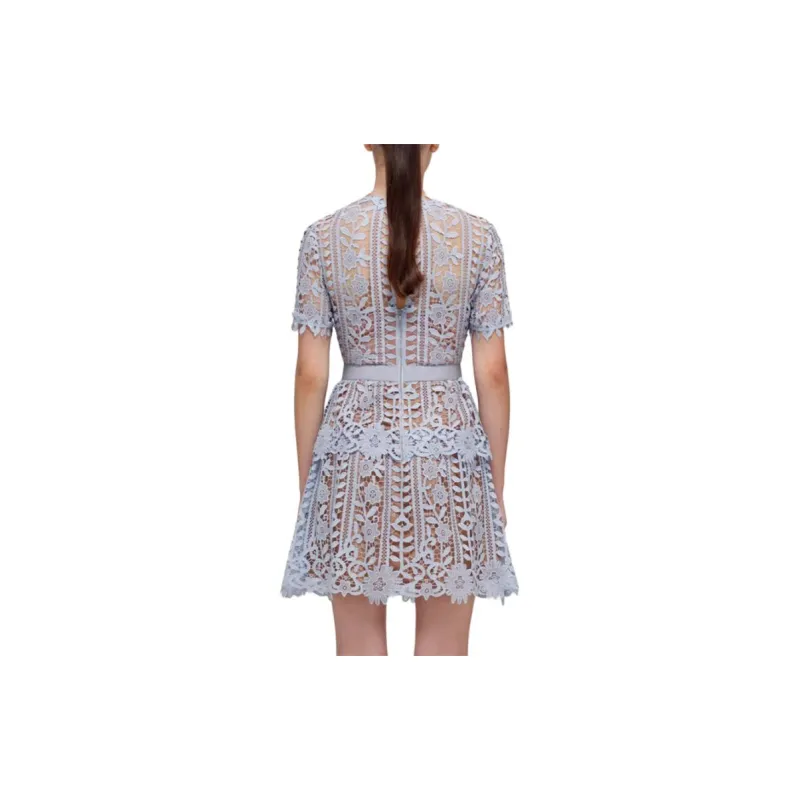 Self portrait Short Sleeved Dresses Women's Misty Blue-4