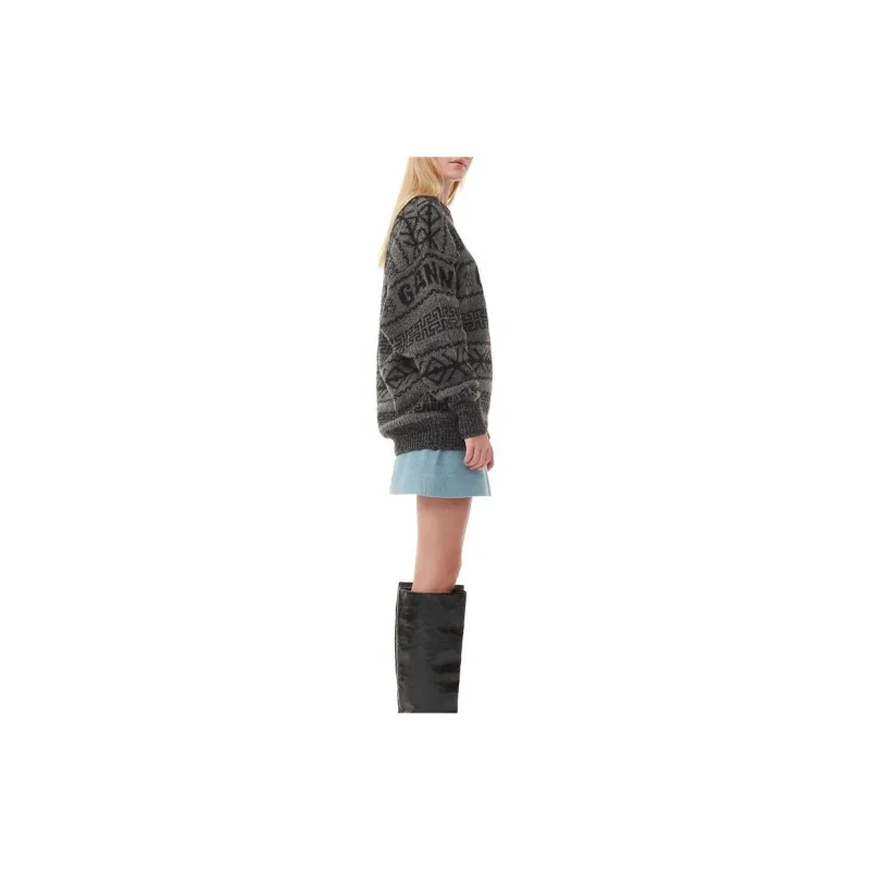 GANNI FW23 Sweater Knitwear Women's Charcoal Gray-3