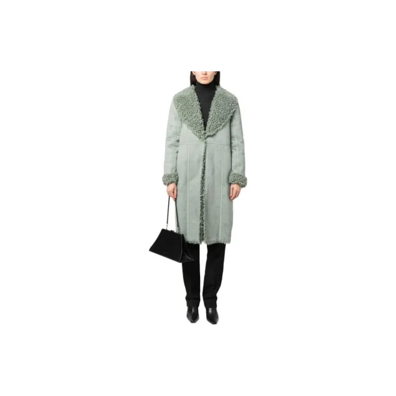 Twinset Faux shearling V neck Coat-1