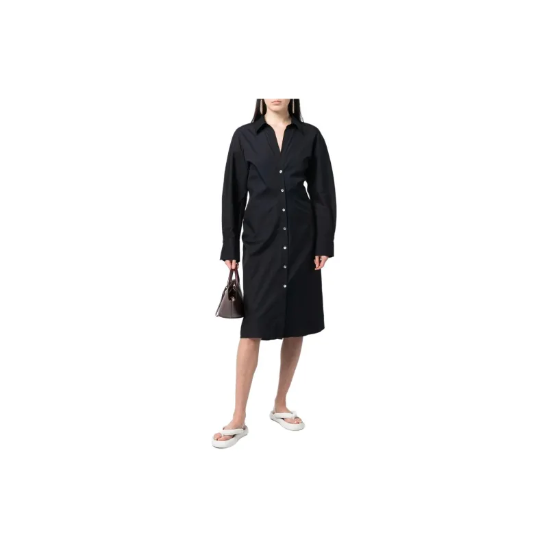 VINCE Pointed collar Cotton Shirt Dress-1