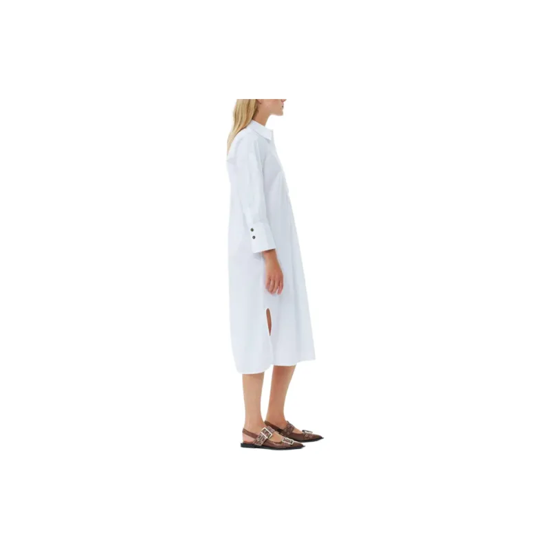 GANNI Poplin Oversized Midi Shirt Dress-3