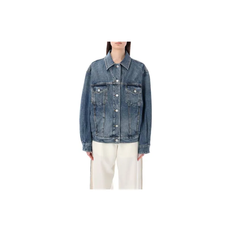 PALM ANGELS Palms Sunrise Denim Jkt Over Shirt Blue-1