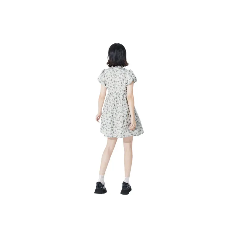 Juden Choi Short Sleeved Dresses Women's Gray Apricot-0