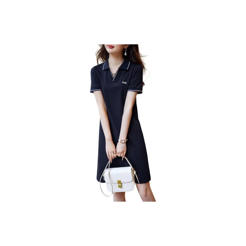 XWI Short Sleeved Dress Women's Navy Blue-1