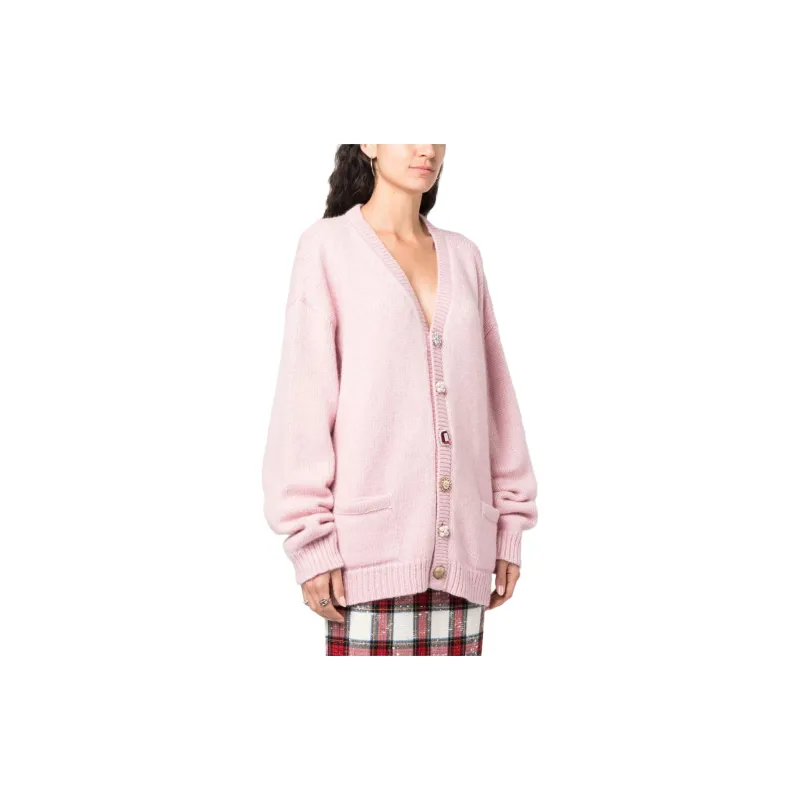 Vetements Crystal-buttons Ribbed-knit Cardigan-3