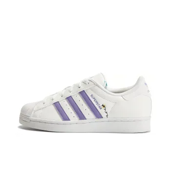 Adidas Originals Anti Slip Wear Resistant Low Top Kids' Skateboarding Shoes White Purple Teenagers