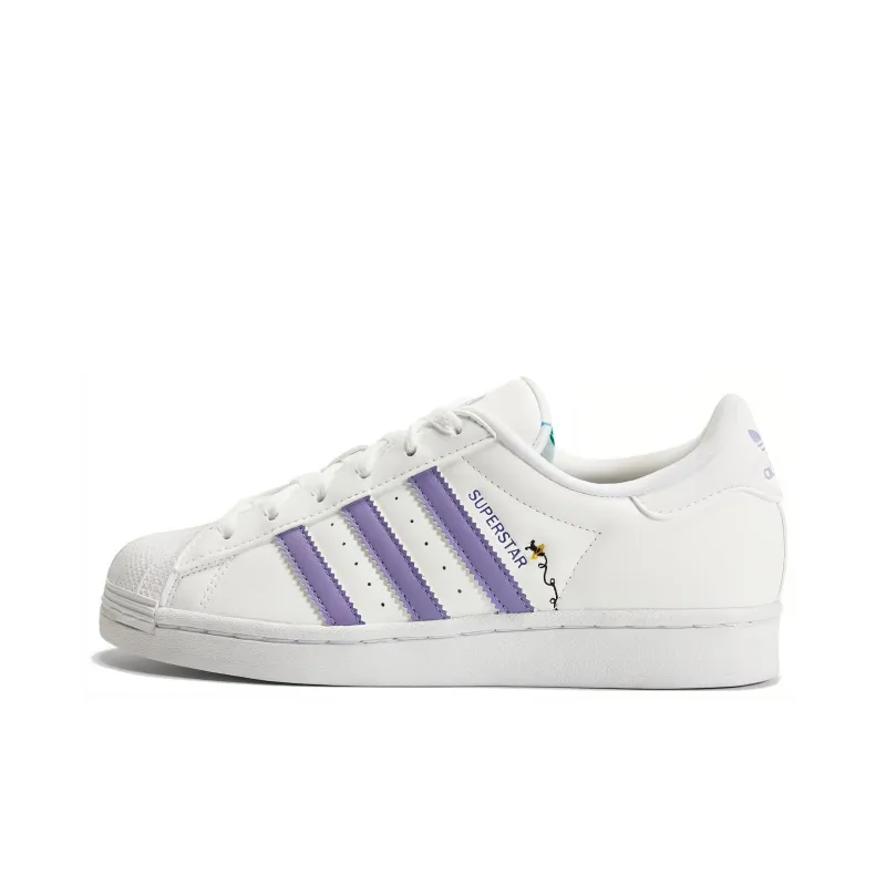 Adidas Originals Anti Slip Wear Resistant Low Top Kids' Skateboarding Shoes White Purple Teenagers-0