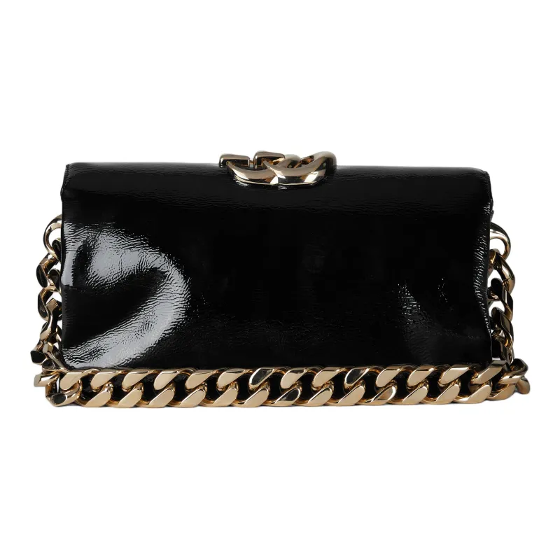 GUCCI Patent Leather Shoulder Bag Small Size Women's Black-3