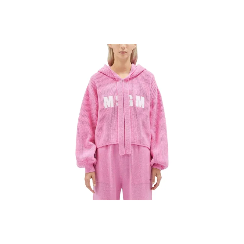 MSGM Embroidered logo Knitted Hoodie-1